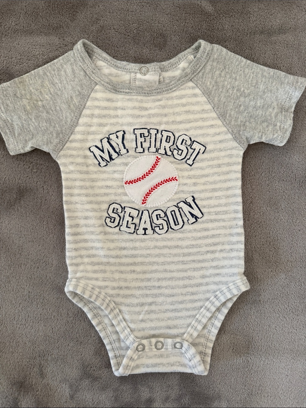 My First Season Grey Striped Baby One-Piece